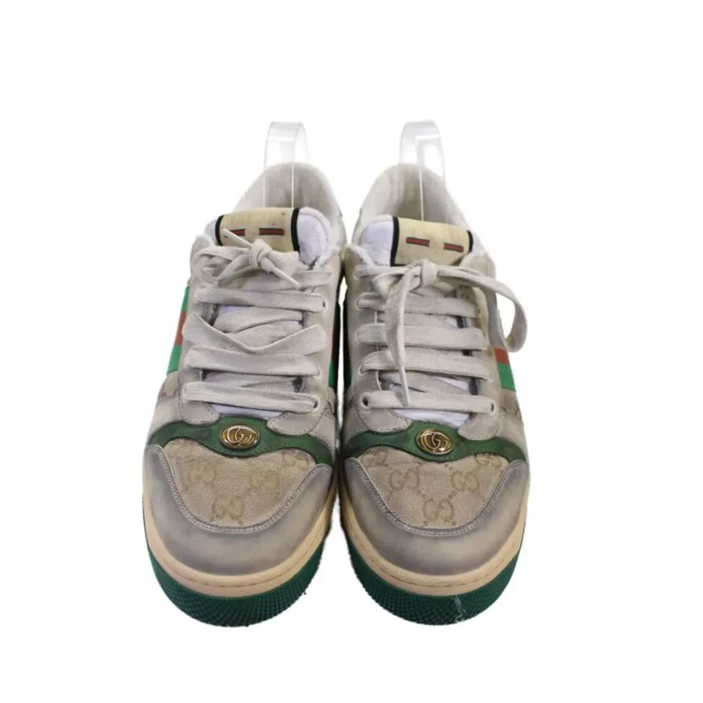 Gucci Mens Green Red Web Striped Monogram Screener Sneakers Shoes Size 10